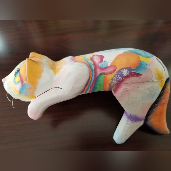 Handpainted Cat Kitty shelf sitter calico handmade - Picture 2 of 5